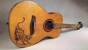 Blueberry New Handmade Parlor Acoustic Guitar "Tiger" with Soft Case