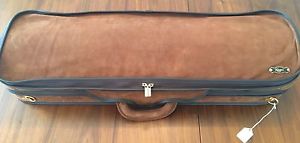 Violin Case- Negri Diplomat- Suede Leather Cognac with Olive Interior