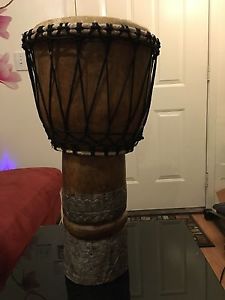 Unique African HAND CARVED Djembe Drum 10"drum Ring-22"tall