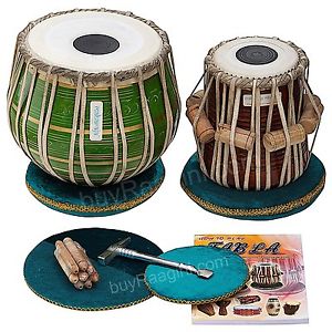 Tabla Drum  3KG Green Brass Bayan, Finest Dayan with Book, Hammer, By Dorpmarket