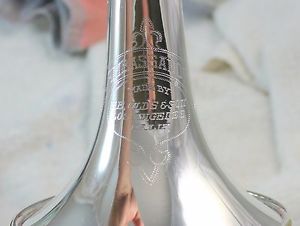 VINTAGE SILVER LOS ANGELES OLDS AMBASSADOR CORNET 33638 GOLD WASH BELL