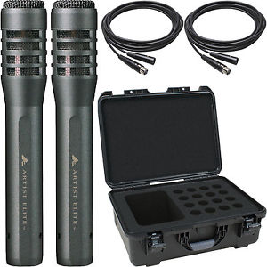 2x Audio-Technica AE5100 Condenser Microphones + Cables & Waterproof Mic Case