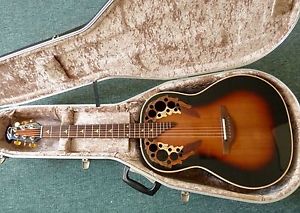 Beautiful1980's USA Ovation Elite 6 string electric/acoustic guitar, almost MINT