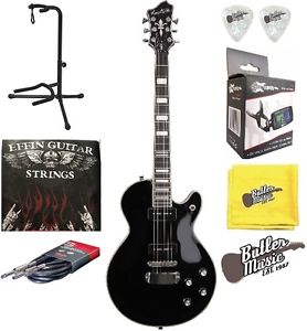 Hagstrom SWEPSE-BLK Swede SE P90 Electric Guitar black w/Strings, Picks + More