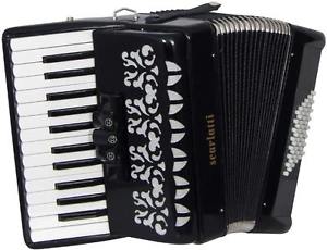Scarlatti 48 BASS PIANO ACCORDION Black. Ideal starter instrument from Hobgoblin