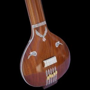 Flat Tanpura-Wood Color-Special CarvingTun Wood-With FiberCase by dorpmarket