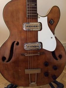 Harmony Meteor Semi-hollow body Vintage guitar. Natural finish, all original.
