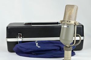 VINTAGE SONY C-37P CONDENSER MICROPHONE MIC W/CASE & POUCH