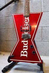 Vintage 1988 DEAN Budweiser Bowtie Logo Guitar Maple Neck - Rare Hard Tail