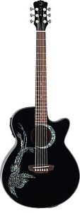 Luna Guitars Fauna - Chitarra acustica amplificabile, fenice decorativa, colore: