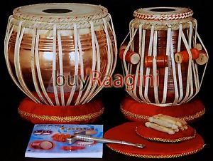 Double Gajra Tabla Drum Set, 3 Kg Copper Bayan, Finest Dayan with Padded Bag, Bo