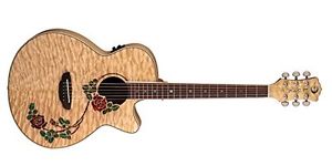 Luna Guitars RSE NYL Flora Rose - Chitarra acustica folk, laccatura trasparente