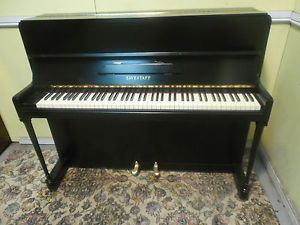 Small, Reconditioned, Black, Overstrung "Eavestaff" Piano CAN DELIVER