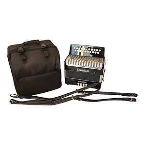 NUEVO Frontini Punto Negro BC diatónico acordeón + estuche acolchado + Tirantes