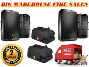 2) JBL EON615 1000-W 2-Way Powered Speaker System w/ Bluetooth & JBL EON615-BAG