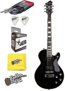 Hagstrom SWEPSE-BLK Swede SE P90 Electric Guitar black w/Clip-on Tuner + More
