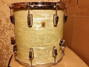VINTAGE LUDWIG JAN 1966 DOWNBEAT 14" FLOOR TOM WMP WHITE PEARL 1 OWNER 60s