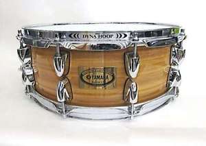 YAMAHA Snare Rare BAMBOO Drum Natural Very Good Condition with Case From JAPAN