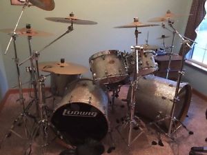7 Piece Ludwig Maple Centennial Drum Set  With 9 Paiste Cymbals Ludwig Stands +