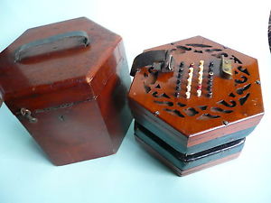19th century Lachenal 48 key concertina and box, no.27996...............ref.199