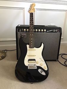 2016 Fender American Standard HSS Electric Guitar Black/ Rosewood Shawbucker!