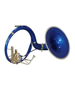 TUBA HORN BAND PROFFESIONALS SOUSAPHONE BLUE COLOR & BRASS FINISH BB BIG TUBA