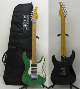 SCHECTER, SD-II-24, Green, Very Good Condition, with Soft Case, From Japan