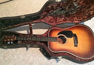 Vintage 1975 Martin D-28 Acoustic Guitar Shade Top with original Hard Case
