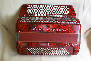 Nice & rare PAOLO SOPRANI button accordion/accordian! "C" system, 4 reed sets !!