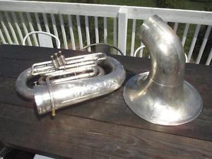 Vintage Silver The Buescher 3 Valve Tuba W/ Removable 19" Bell NICE
