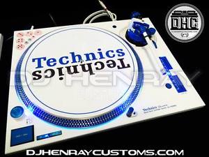 2 custom white Technic SL1200 MK5's w intergraded dicers, blue halos, blue leds