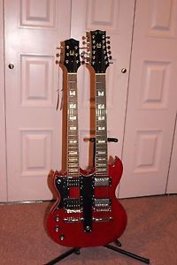 Lefty Jay Turser JT-XG2 Double Neck Electric Guitar- New with Hard Case- NICE!