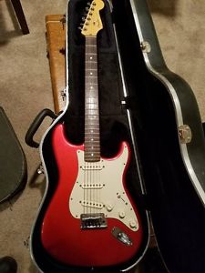 2002 Red Fender Stratocaster Deluxe Electric Guitar with Fender hard shell case