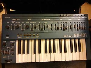 Blue Roland SH-101 Synthesizer With Power cable
