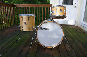 Vintage Premier Resonator 12,14,20 Drum Set Natural Wood Satin Lacquer Birch Ply