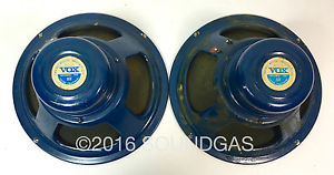 1964 CELESTION BLUE SPEAKERS (Pair) T530 8ohm Pulsonic Cones from Vox AC-30 Bass