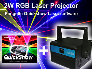2W RGB Full Color stage Laser projector 2W lighting + Pangolin Quickshow DT40