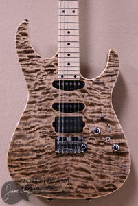 Tom Anderson Angel in Natural Mocha with Binding on Quilt, 24 Frets, Maple neck