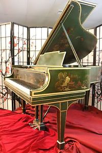 STEINWAY M CHINOISERIE ART CASE-THE "GREEN CHI" Magnificent Paintings!-SEE VIDEO