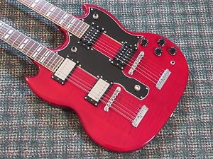2004 Epiphone G1275 6&12 String SG Double Neck Flametop Guitar! w/hardshell case