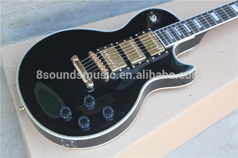 free shipping wholesale electric guitar OEM guitar LP style custom electric guitar black beauty guitar