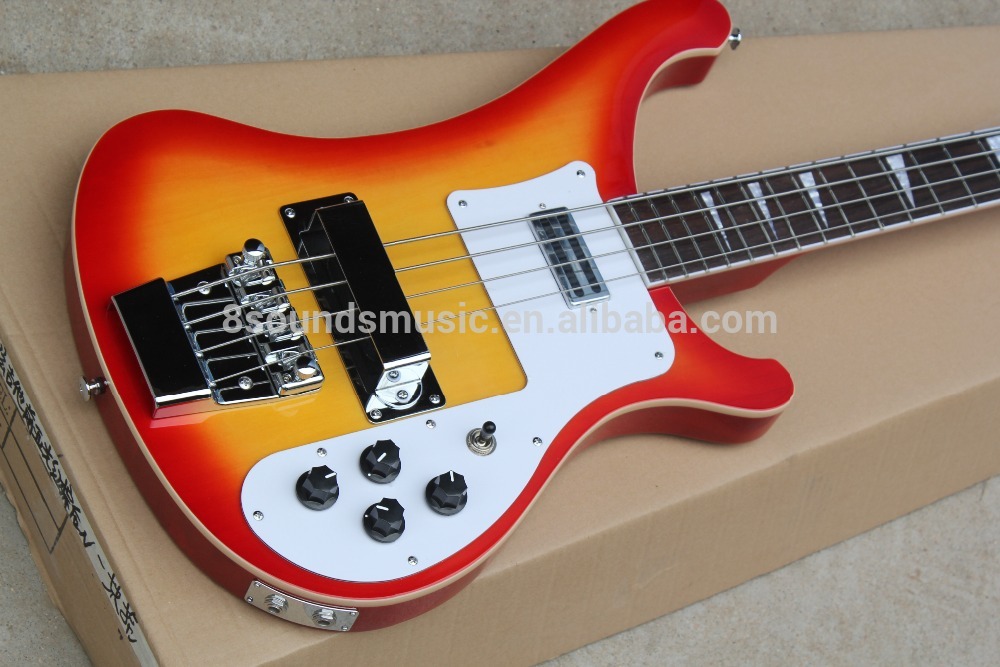 free shipping sunburst bassTop quality 4003 model Ric 4 strings Electric Bass guitar with double jack