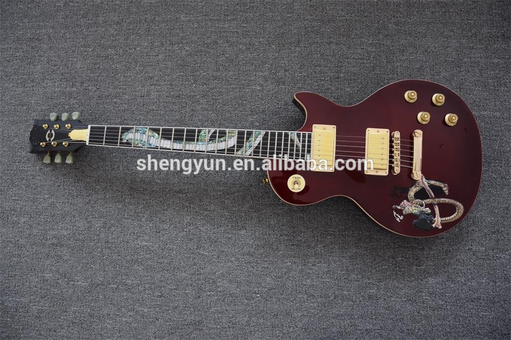 custom lp guitar wine red golden hardwares MOF fingerboard inlay