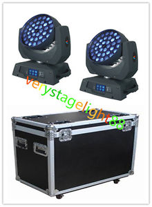 2pc 36*10W RGBW 4 in 1 Led Zoom Moving Head Light Flight Case