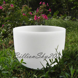 Chakra Tuned Set of 7 Sharp Notes Frosted Crystal Singing Bowls all 10 inch