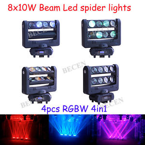 2pcs/lot 8x10w rgbw 4in1 Cree LED Spider moving head light for wedding party dj