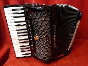 NEW Scandalli Piano Accordion Black Air II Double Tone Chamber LMMM 96 with Mics