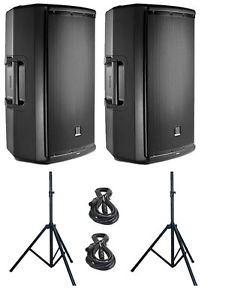 NEW 2 JBL EON 615 EON615 1000W 15" 2-Way Speakers w/ Stands, FREE Cables & SHIP