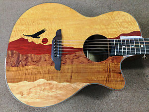 Luna Guitars Vista Eagle Koa Back & Sides A/E Guitar, Grand Auditorium Hard Case