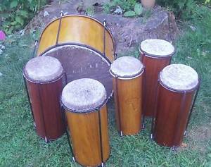 Full Nyabinghi Set - SIX drums - 2 Kette / 3 Fundeh / 1 Bass - MORE FYA  - Rasta